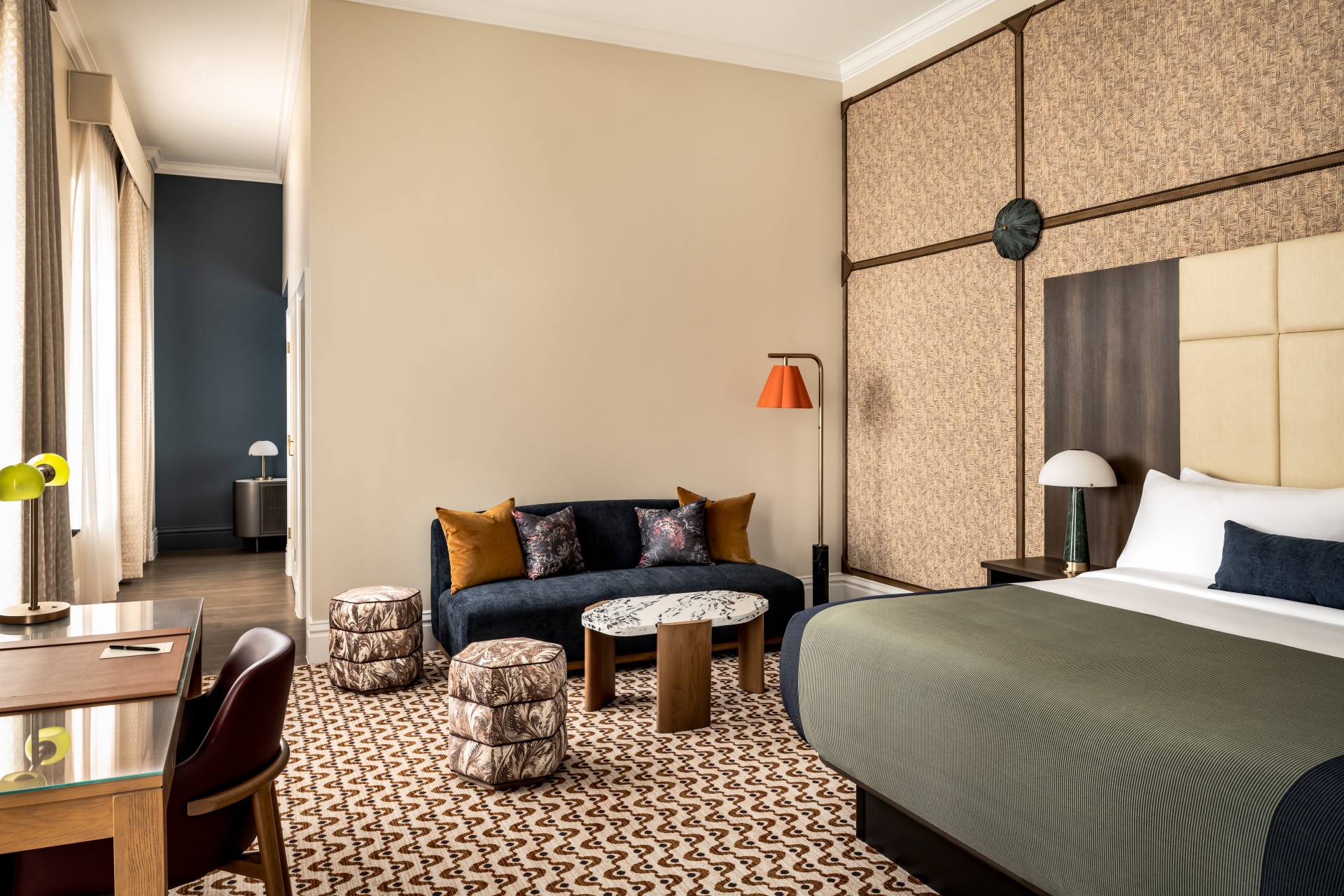 a room with a bed and a couch