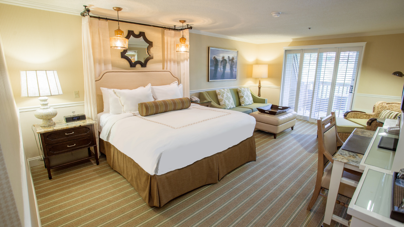 a room with a bed and a couch