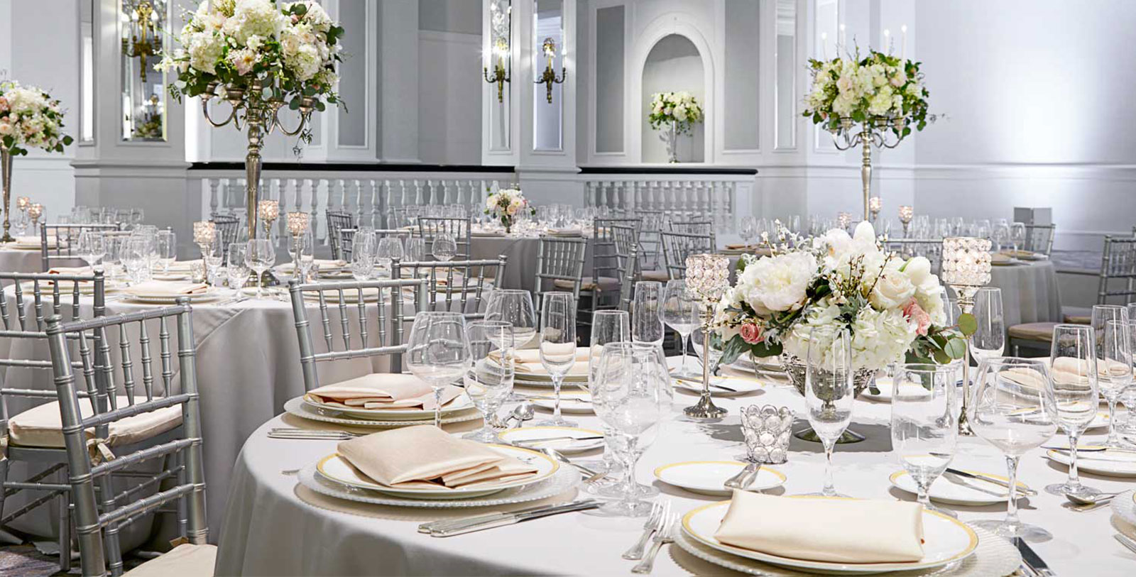 a table set for a wedding reception
