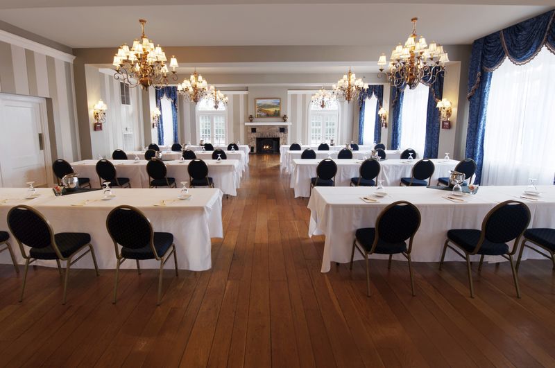 a room with tables and chairs