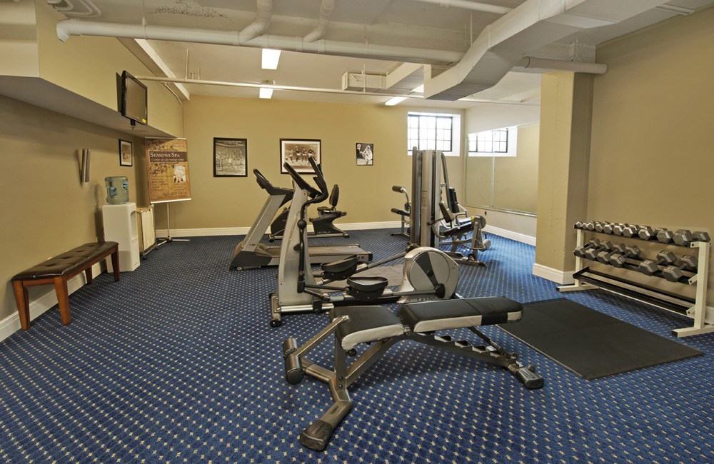 a room with exercise equipment