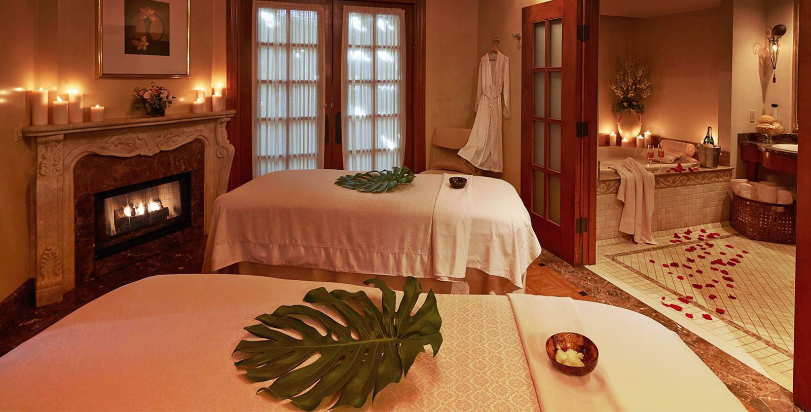 a massage table in a room