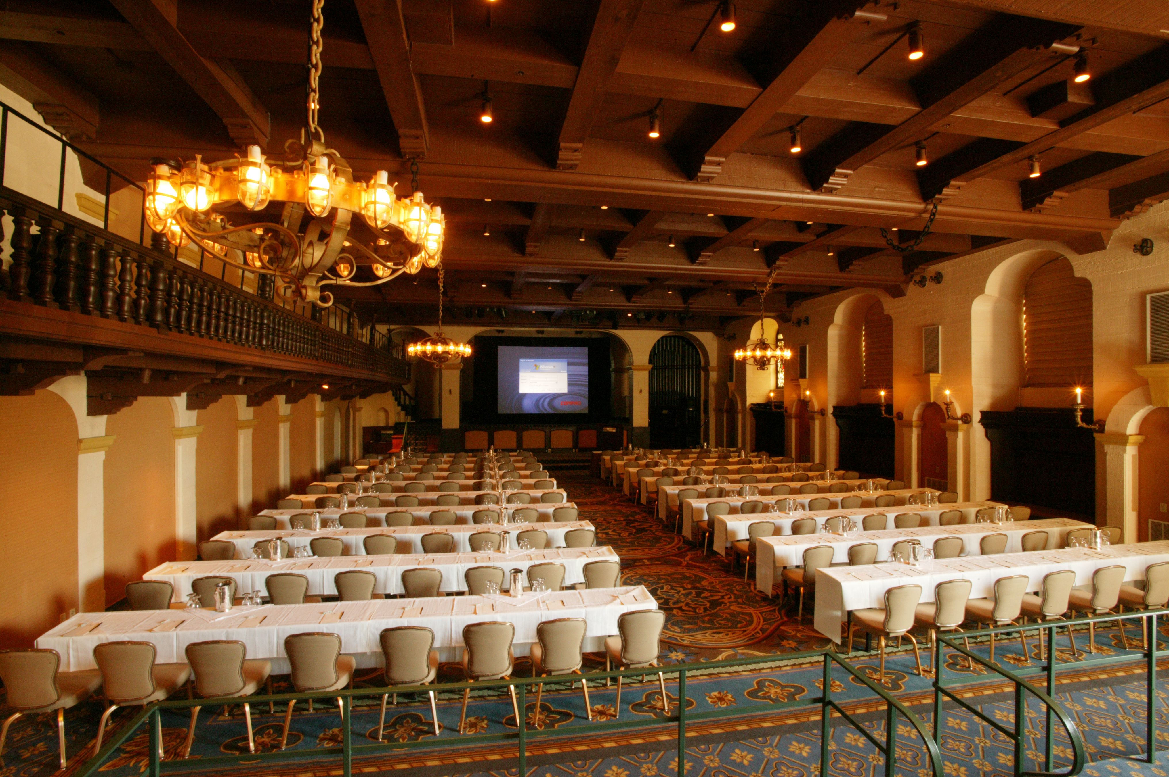 a room with tables and chairs
