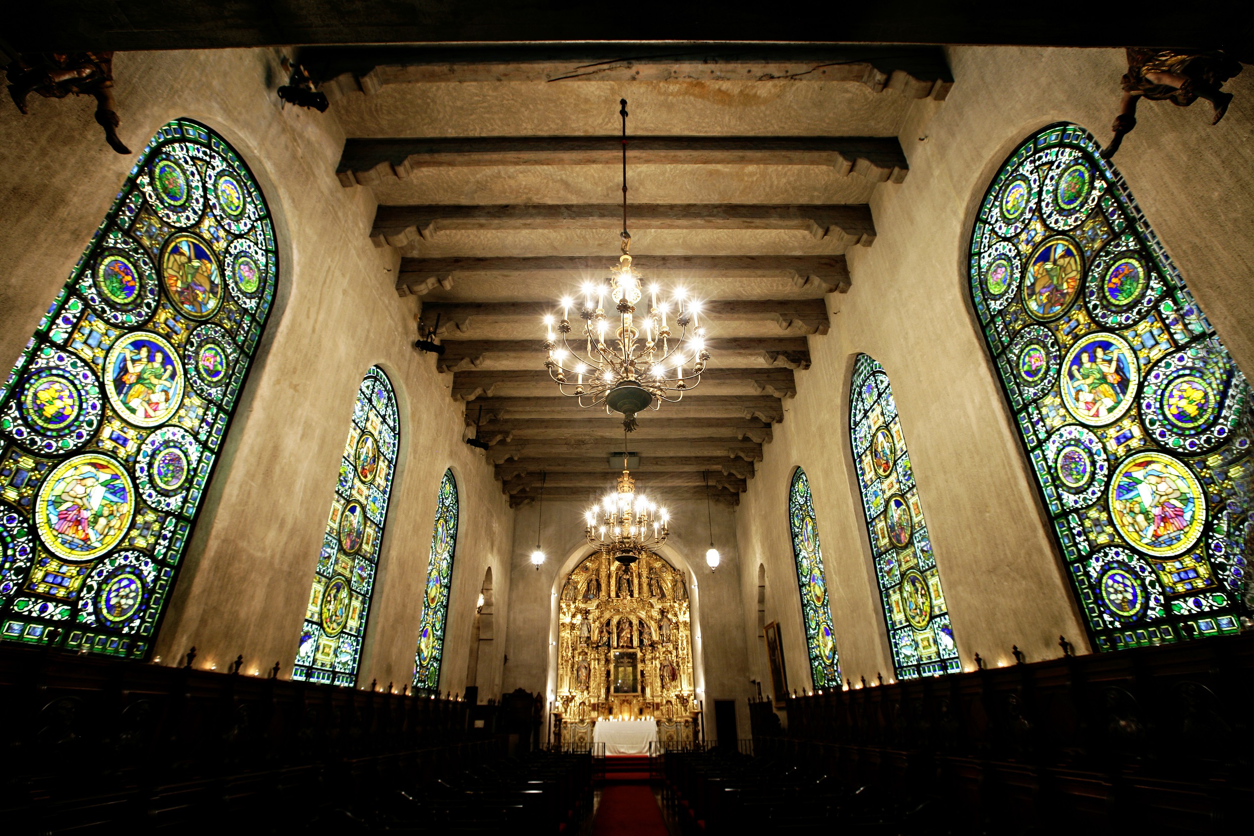 a stained glass windows in a church