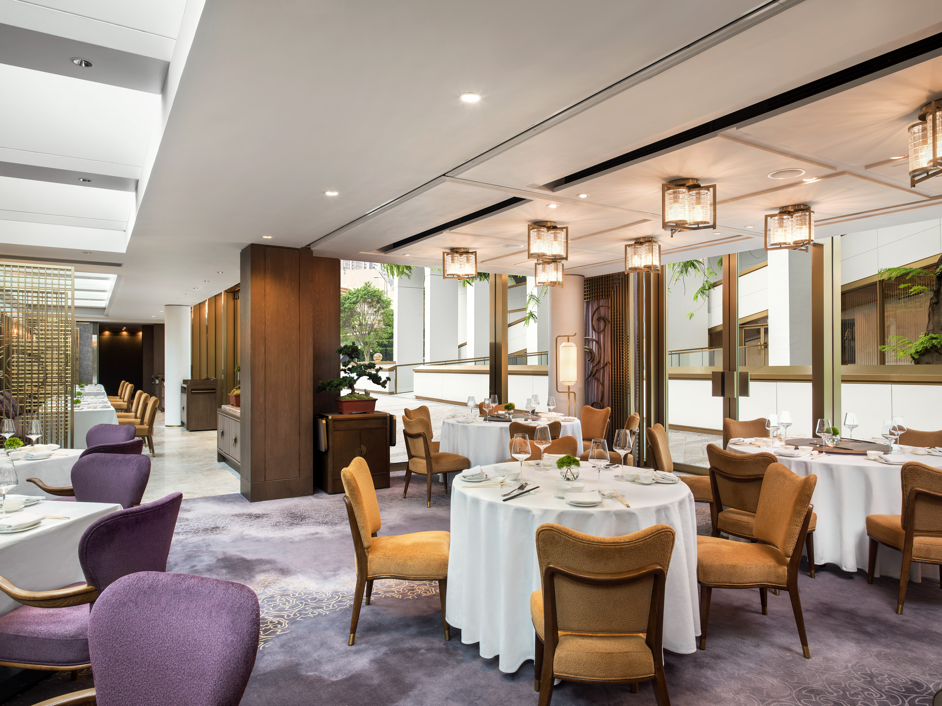 a room with tables and chairs