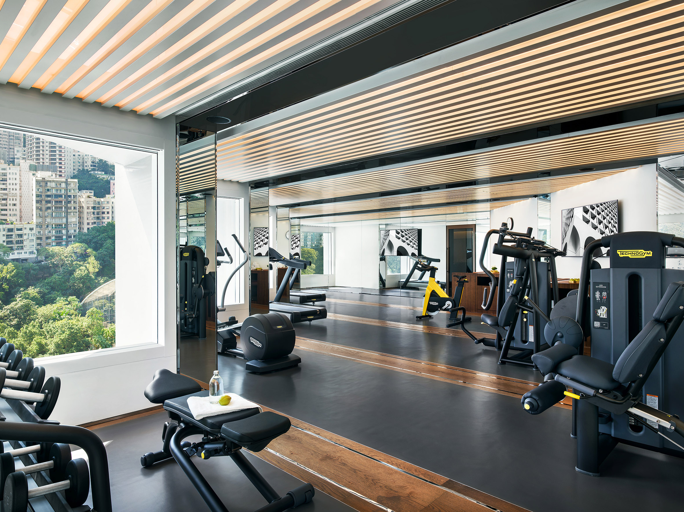 a large gym with exercise equipment