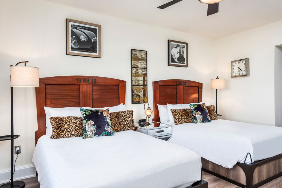 a room with two beds