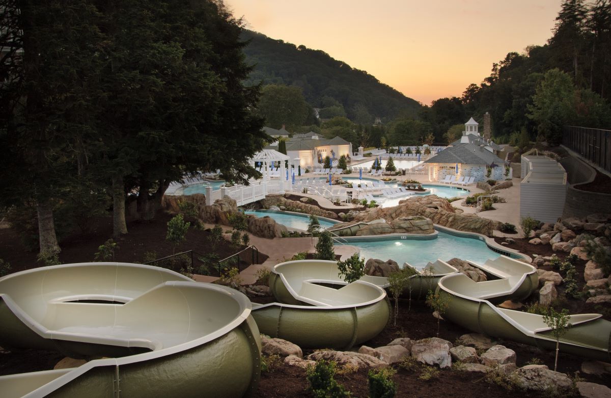a water park with a slide