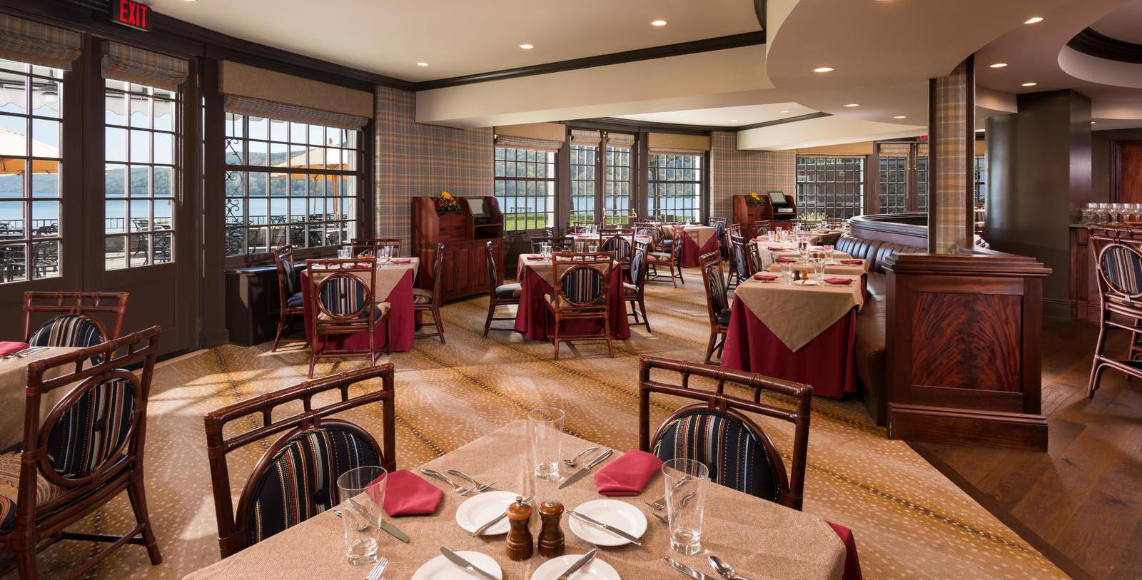 a room with tables and chairs