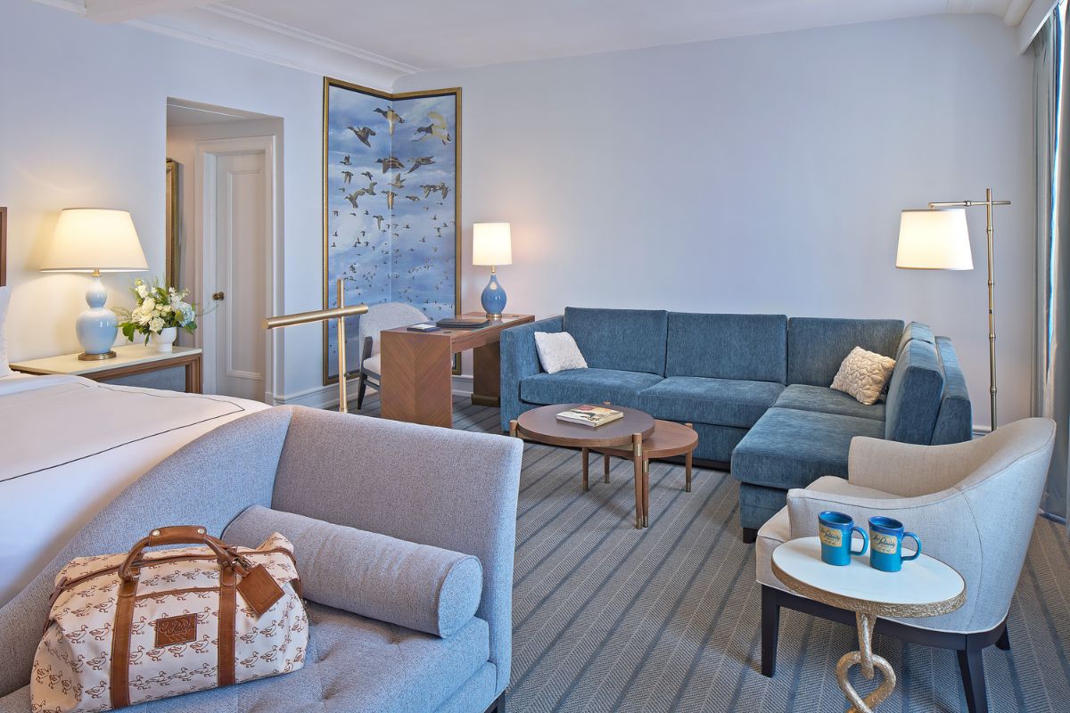 a room with couches and a table