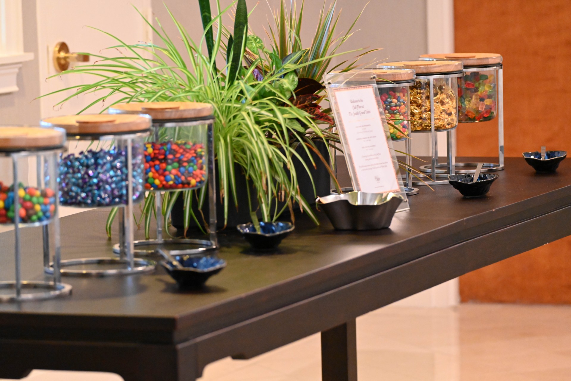 a table with different types of food in containers