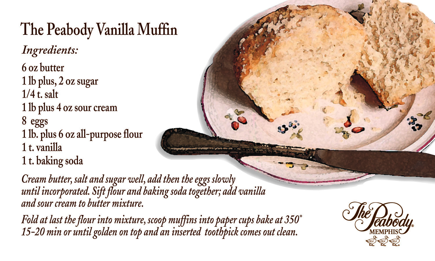 a plate of muffin with a knife and recipe