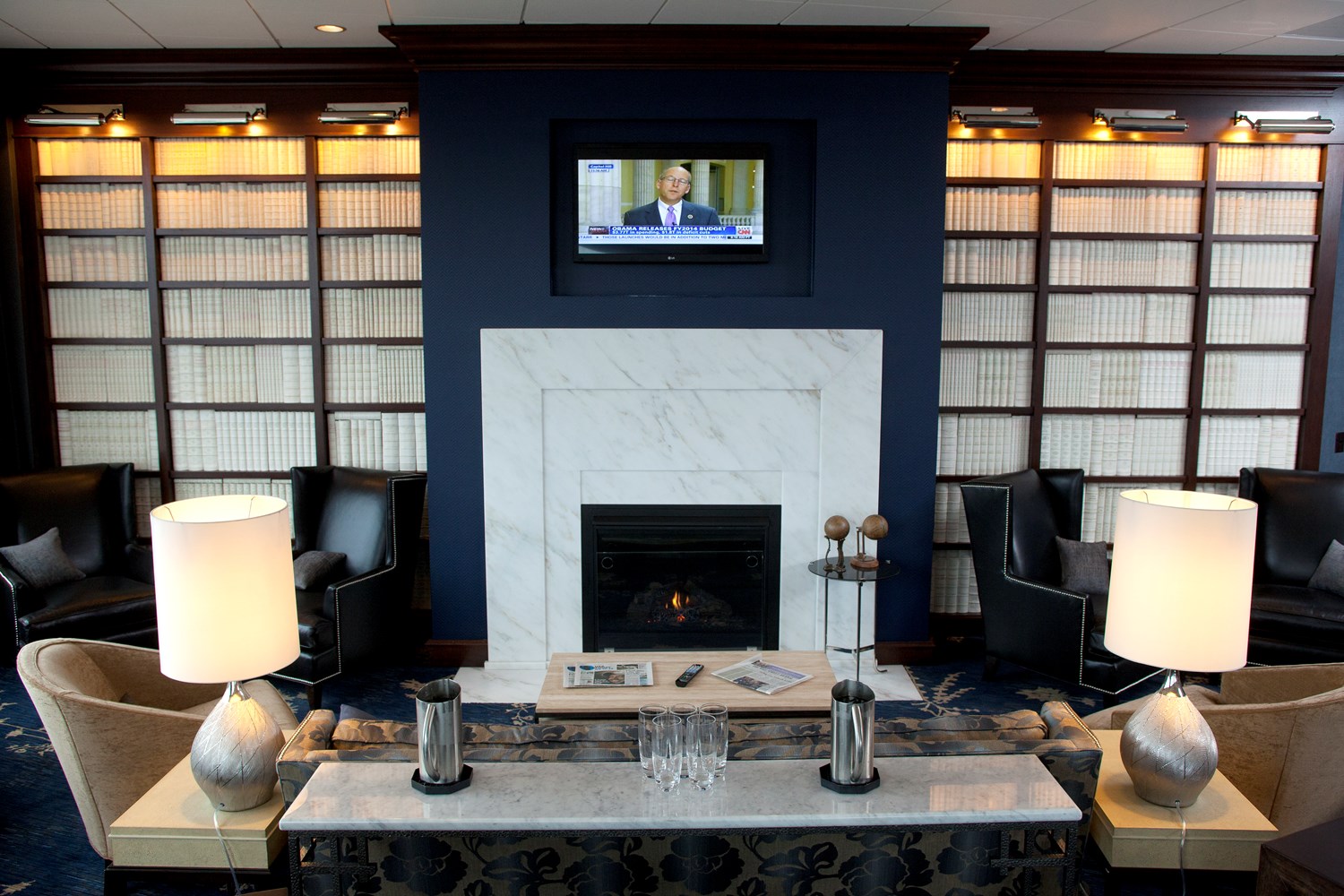 a fireplace in a room