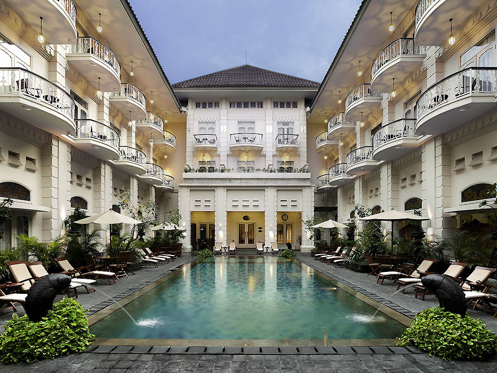a swimming pool in a hotel