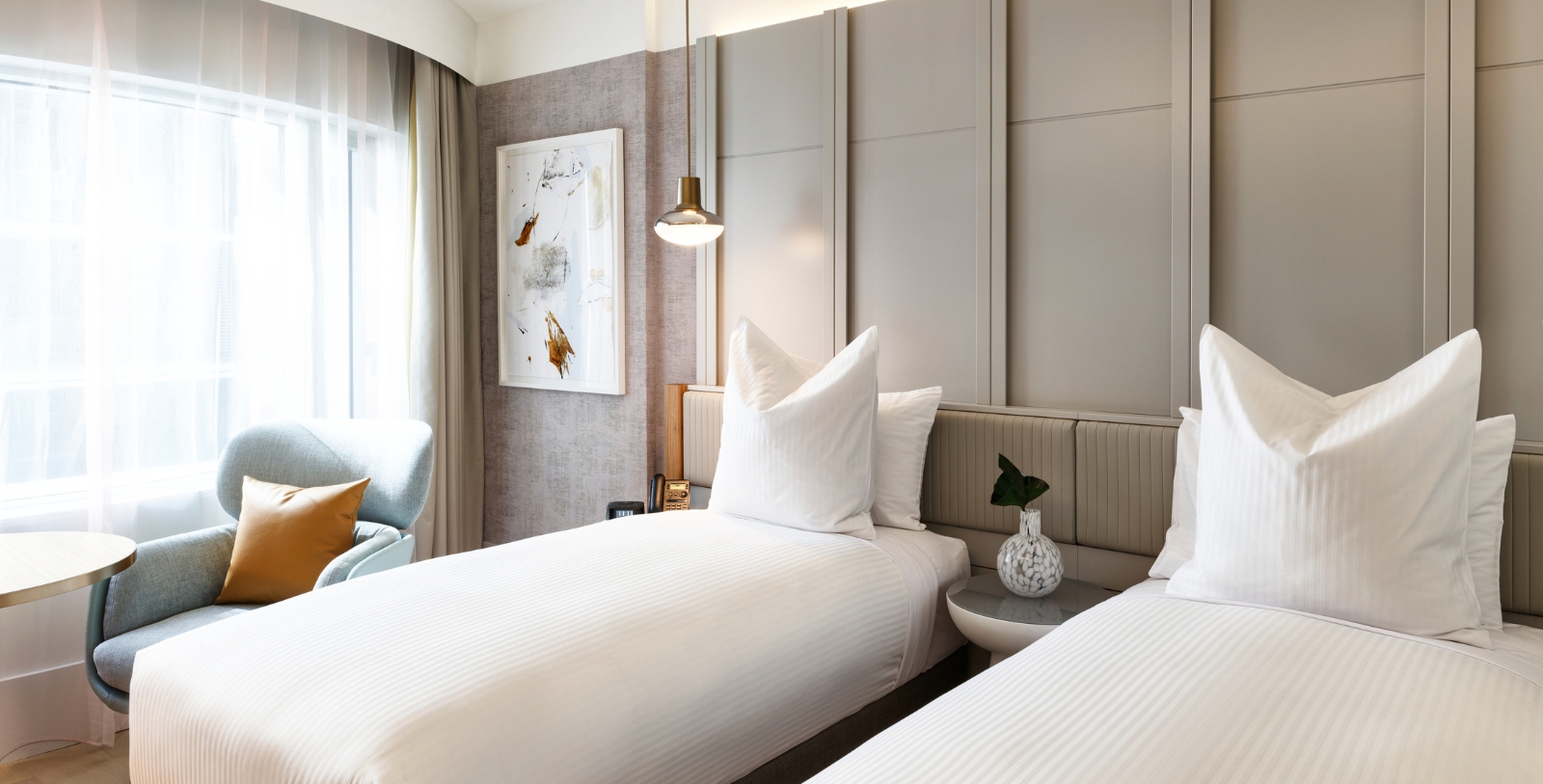 a room with two beds