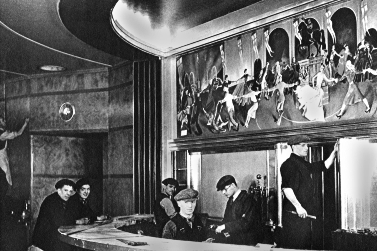 a group of men in a bar