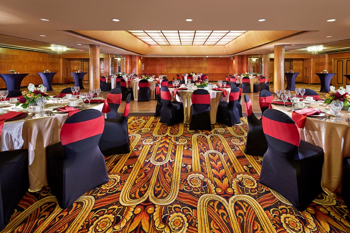 a room with tables and chairs