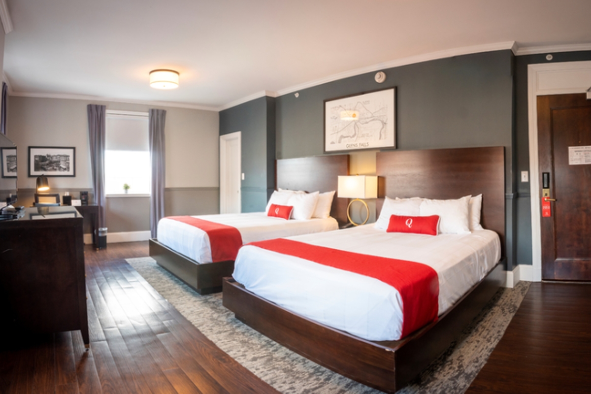 a room with two beds