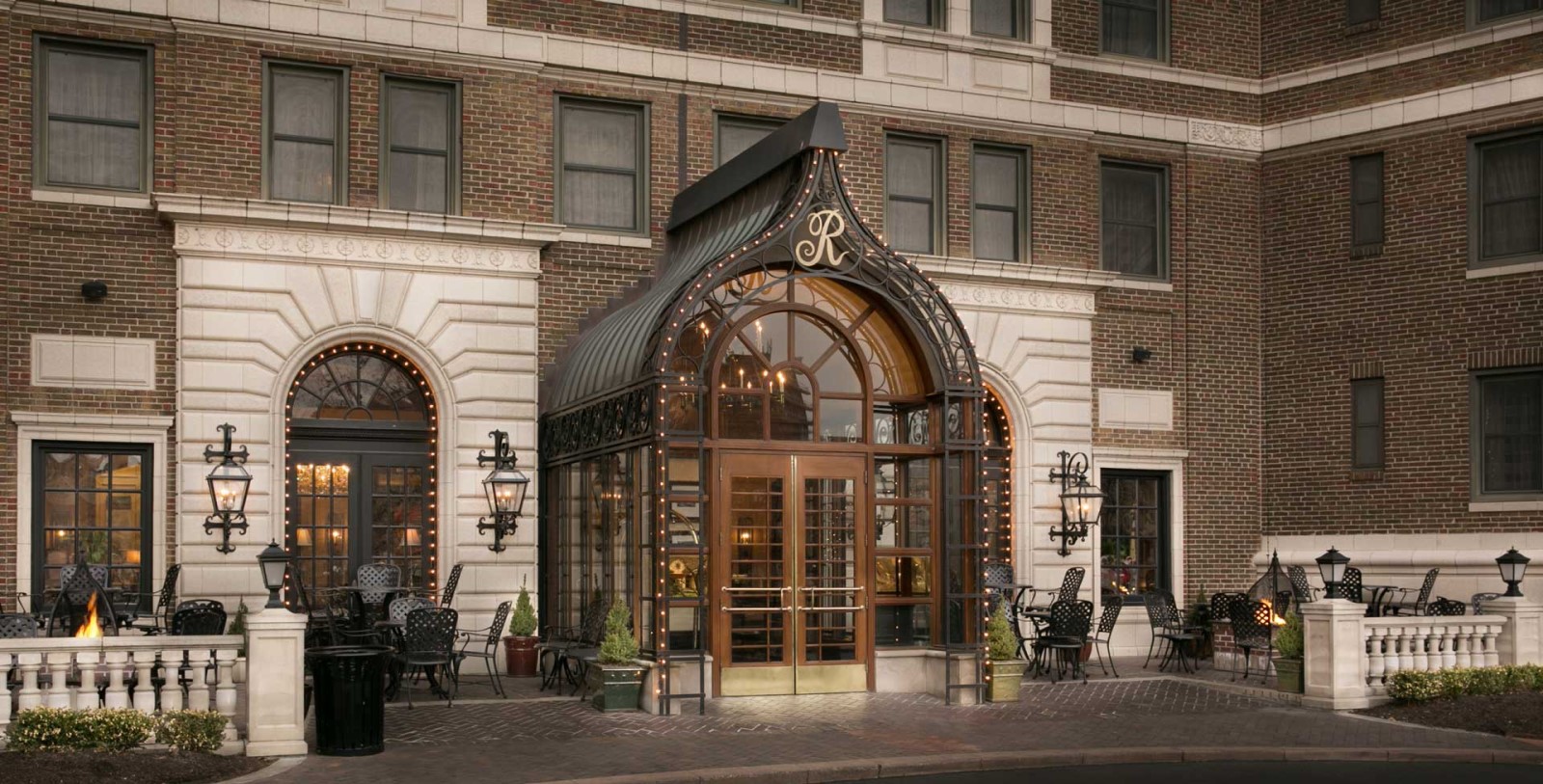 a building with a glass door