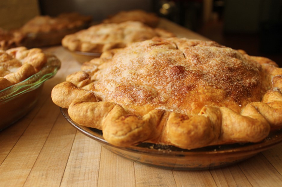 a pie on a table