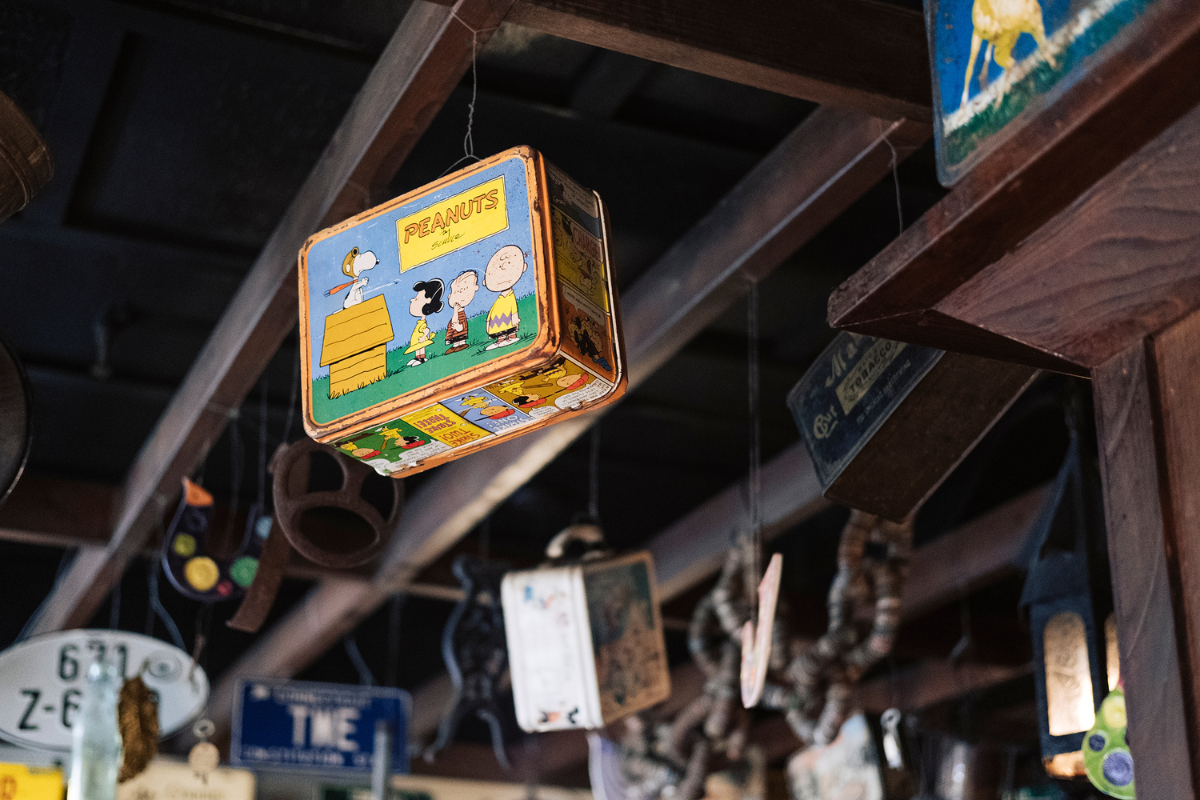 a tin box from the ceiling