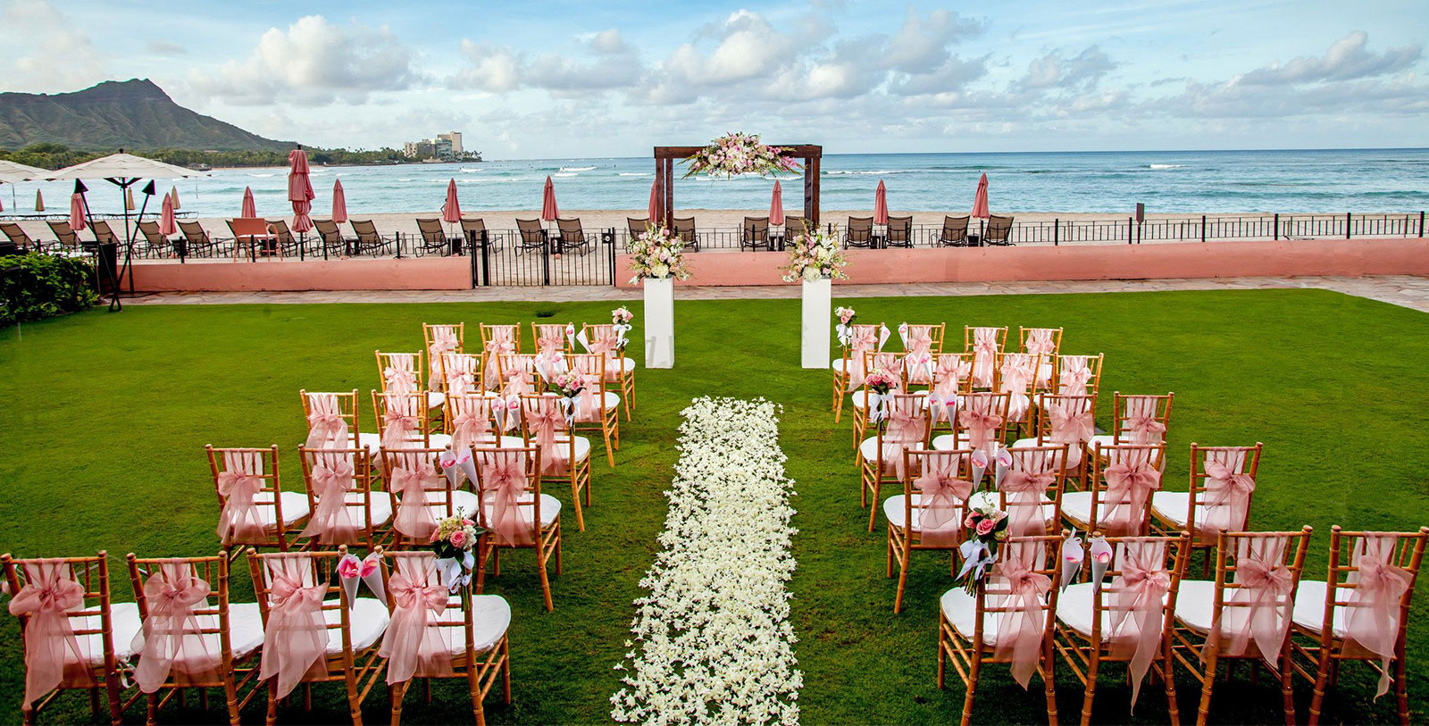 a wedding ceremony set up on the beach
