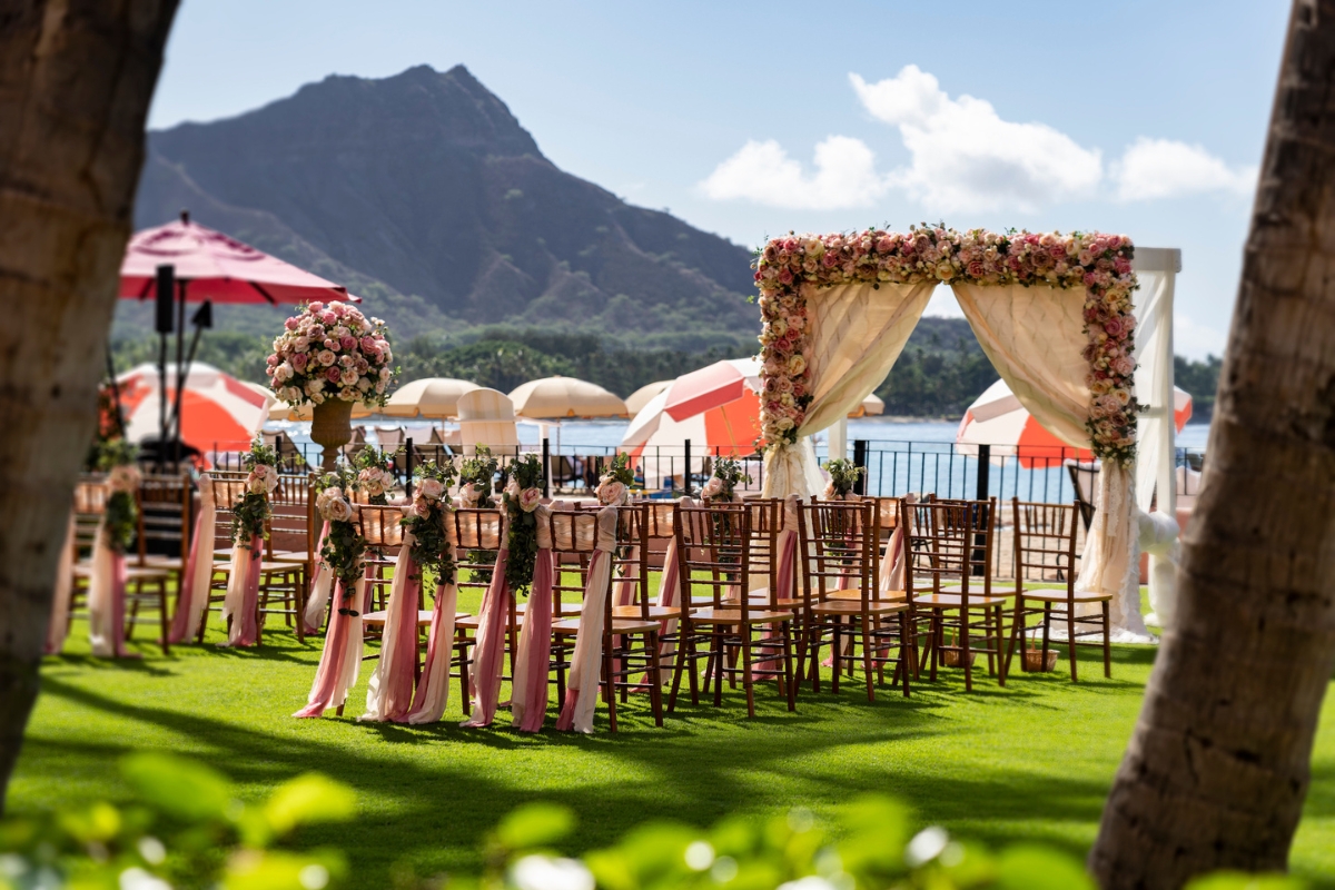 a set up for a wedding ceremony
