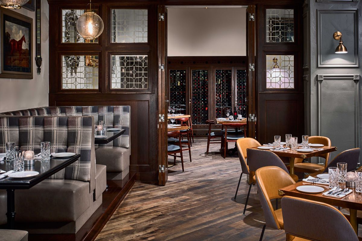 a restaurant with tables and chairs
