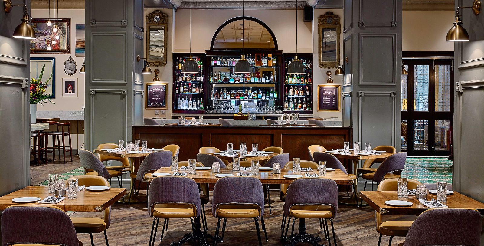 a restaurant with tables and chairs