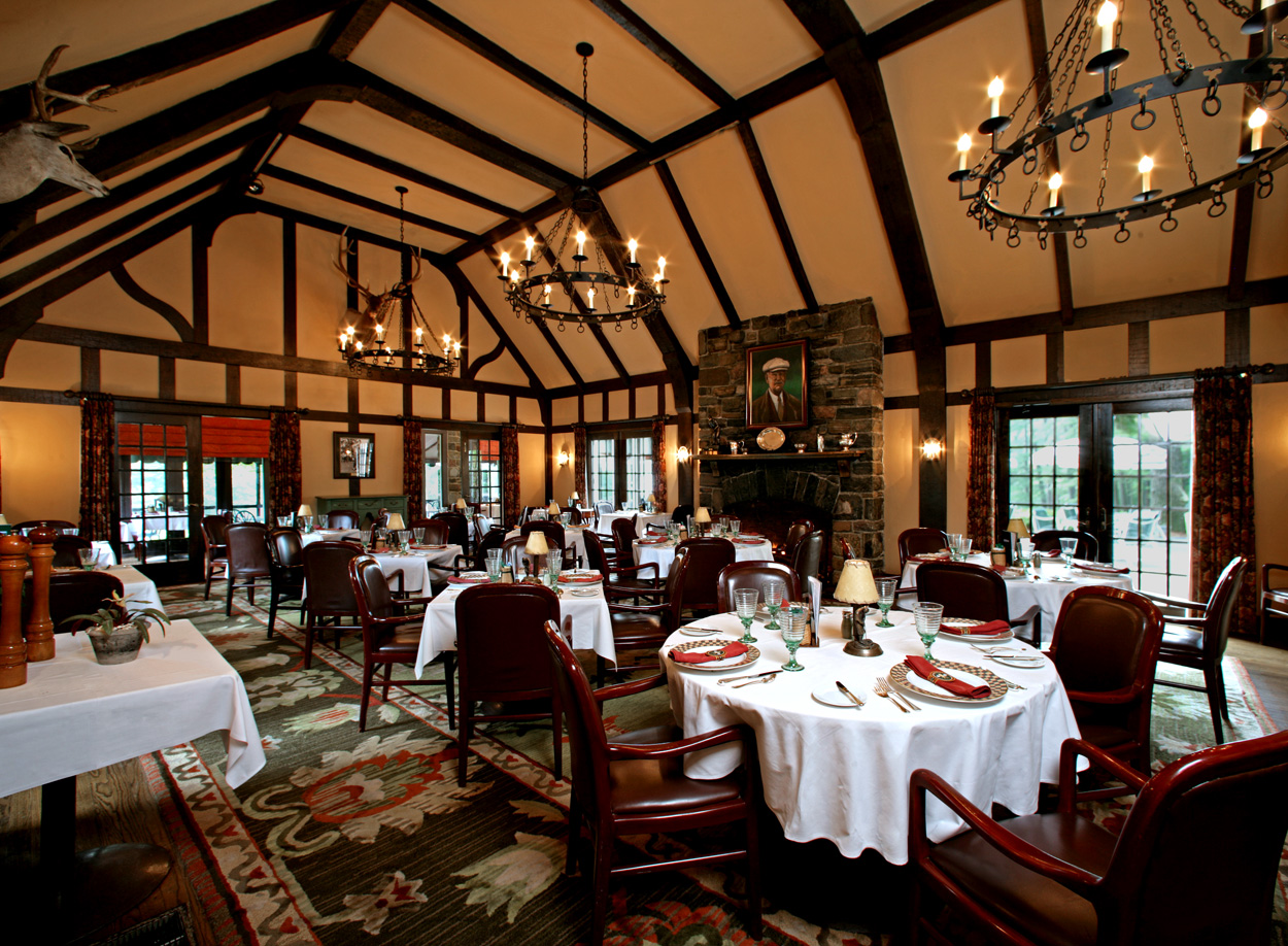 a room with tables and chairs