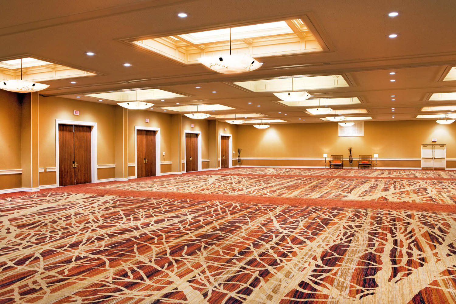 a large room with doors and doors