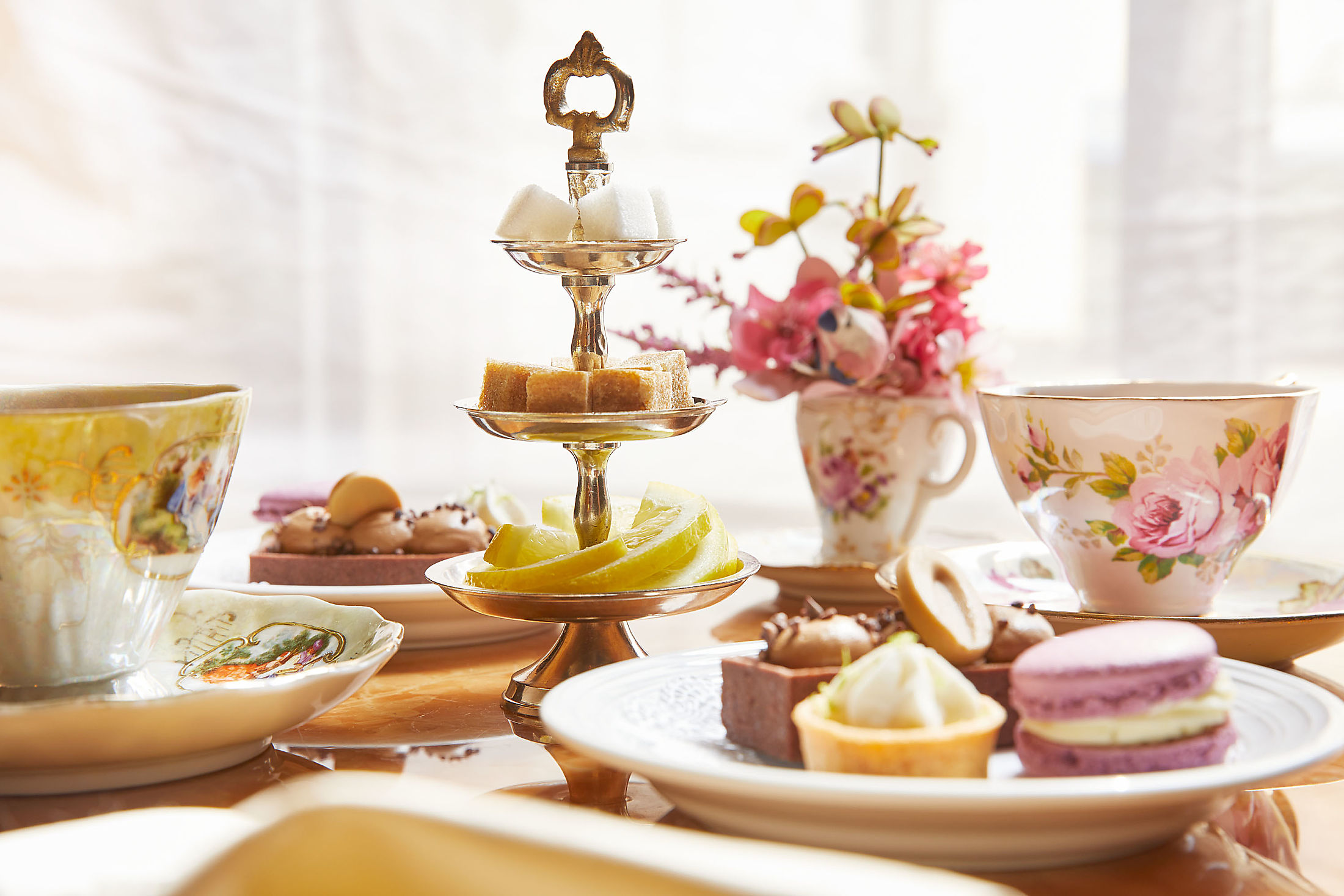 a table with a tray of food