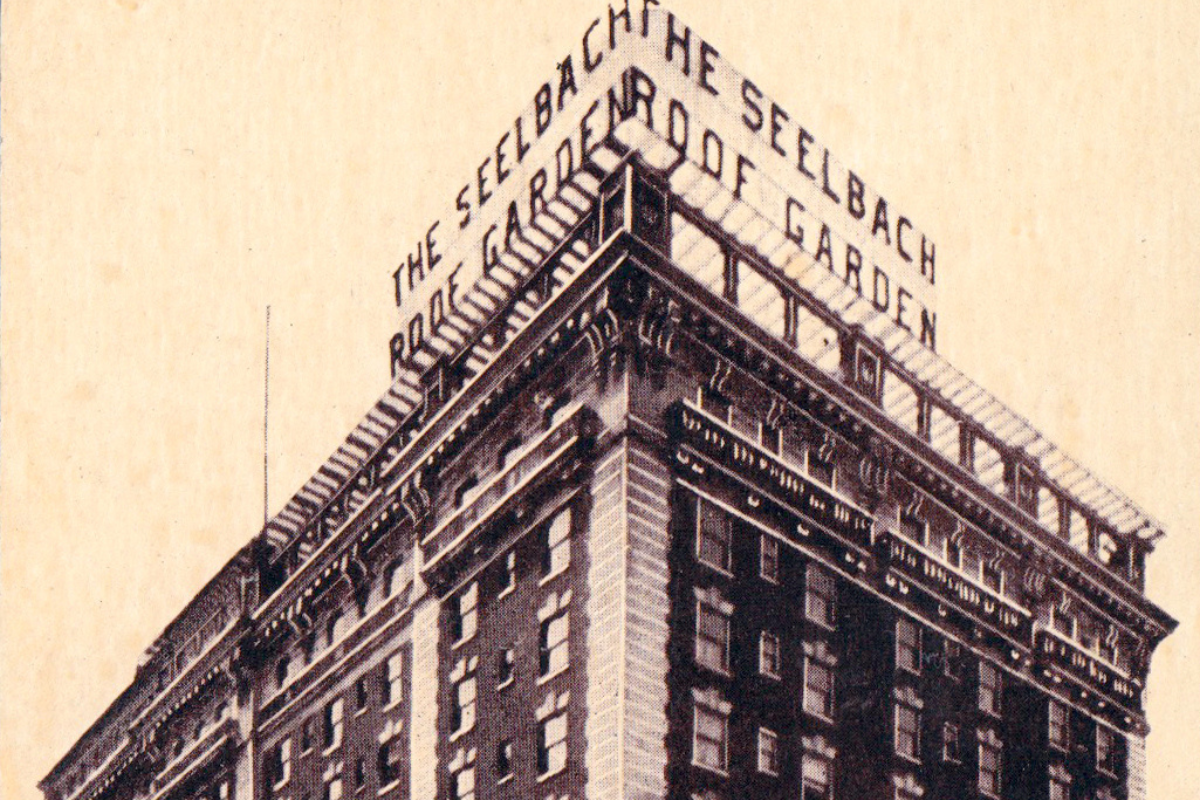 a building with a sign on top