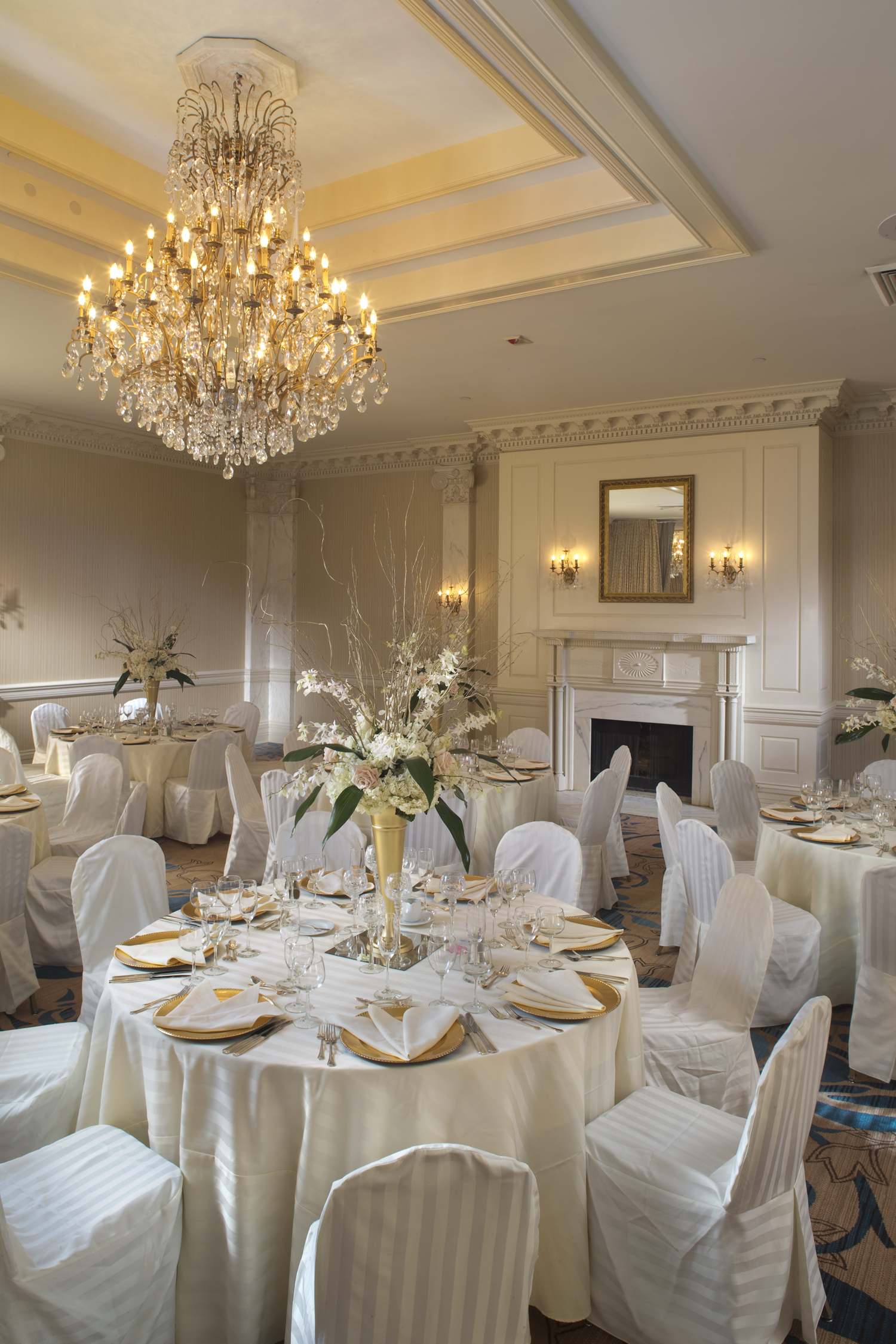 a room with tables and chairs