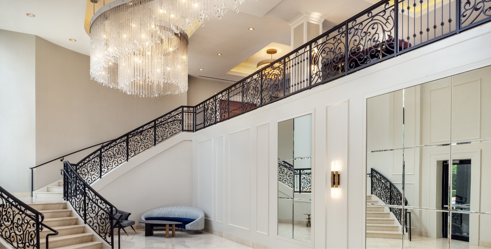 a chandelier from a ceiling