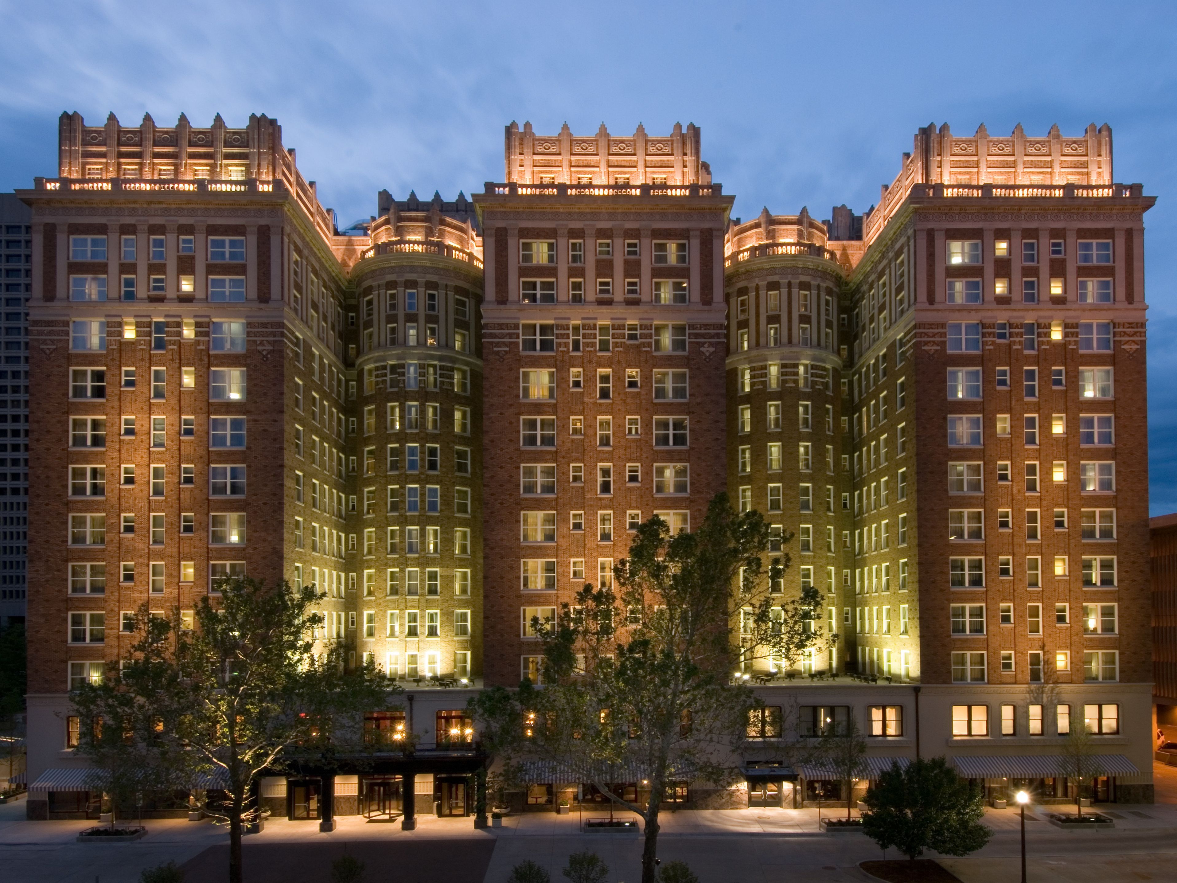 a building with lights on