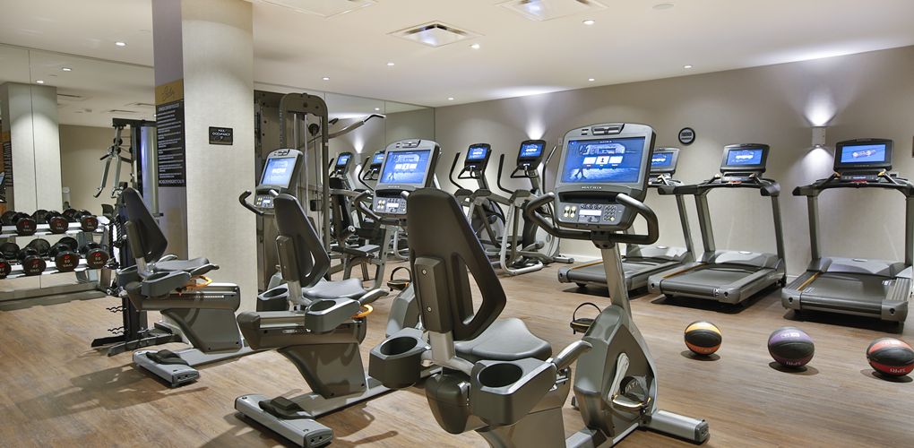 a room with exercise machines