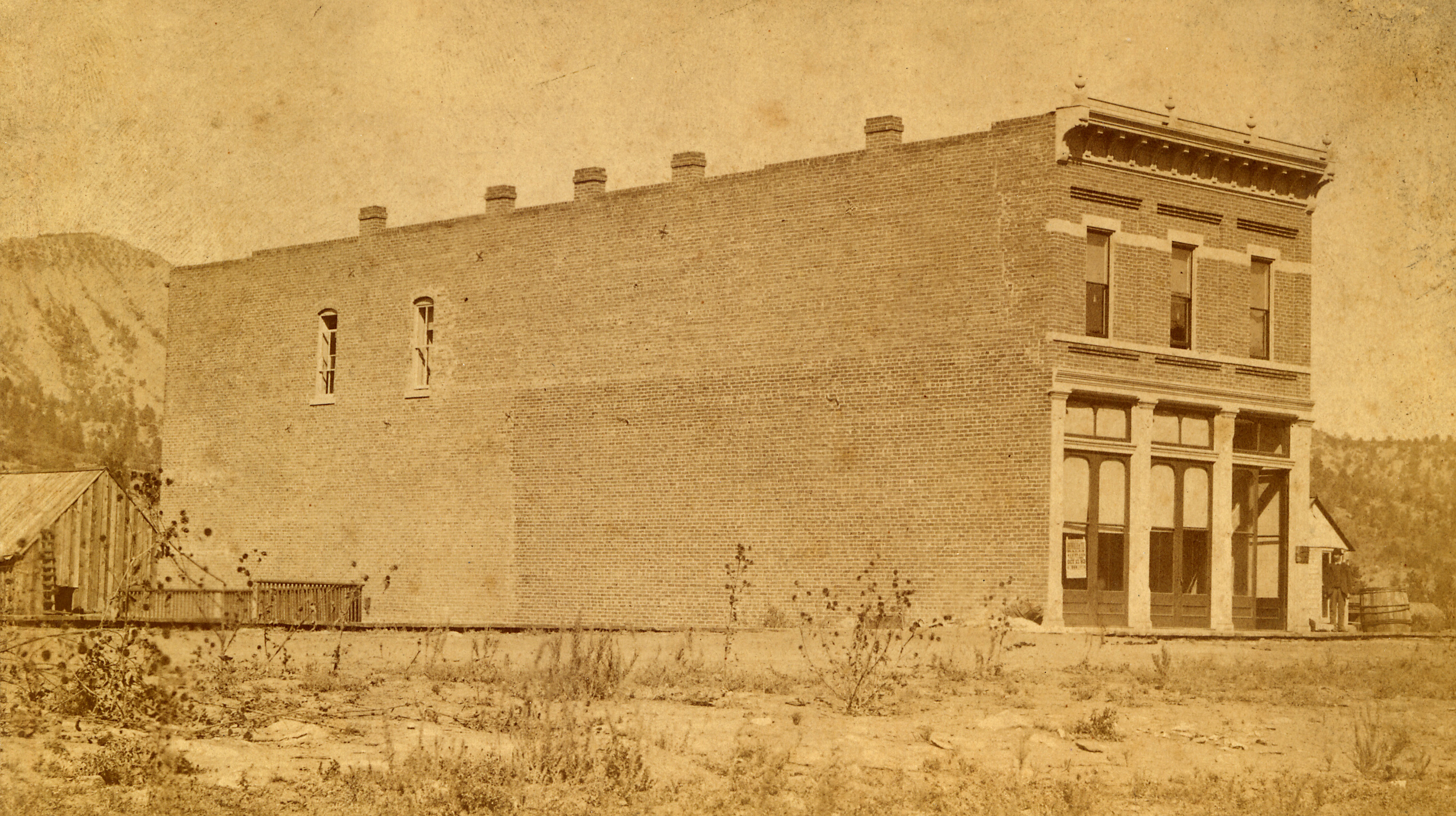 a brick building with many windows