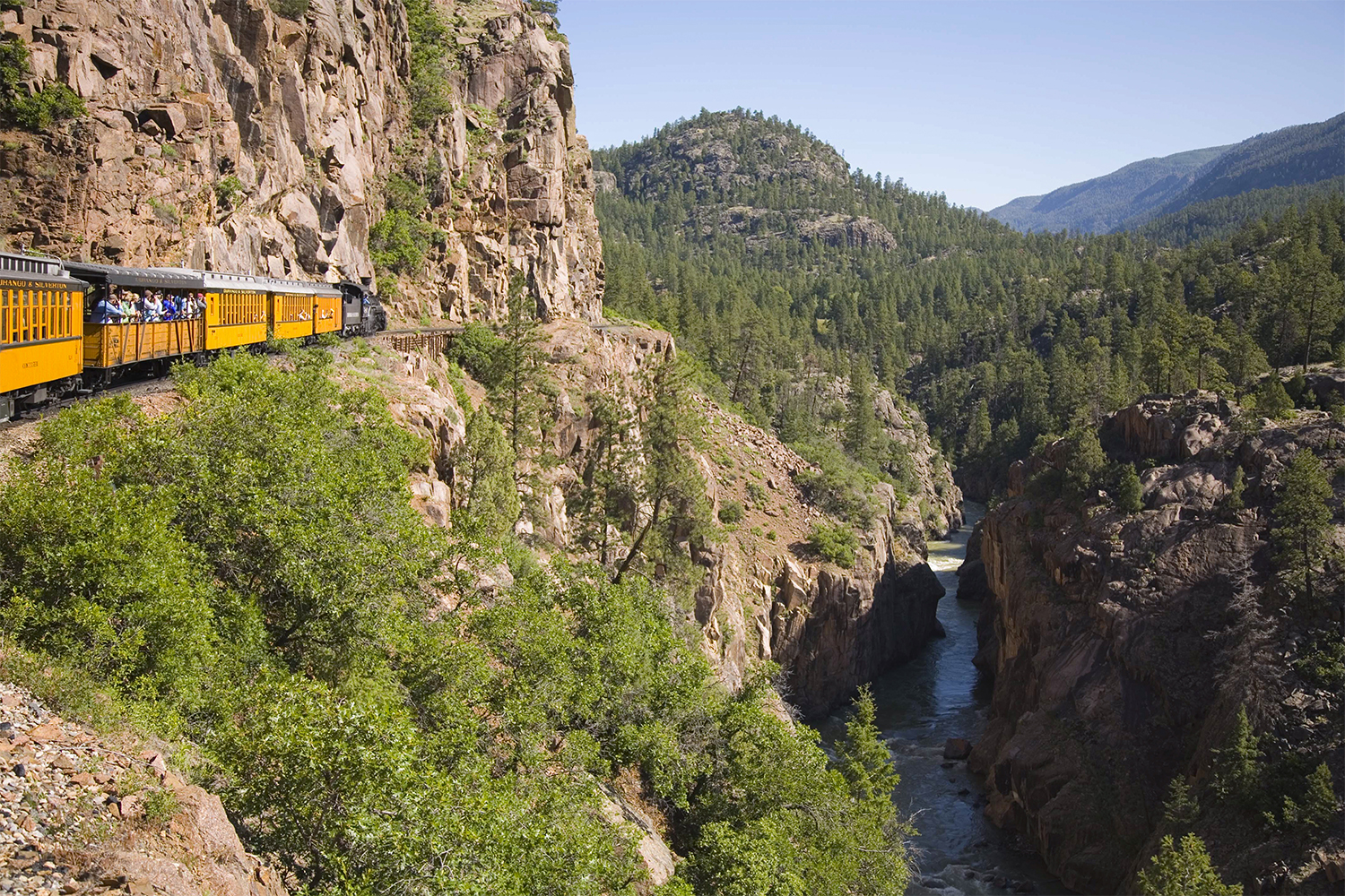 a train on a mountain