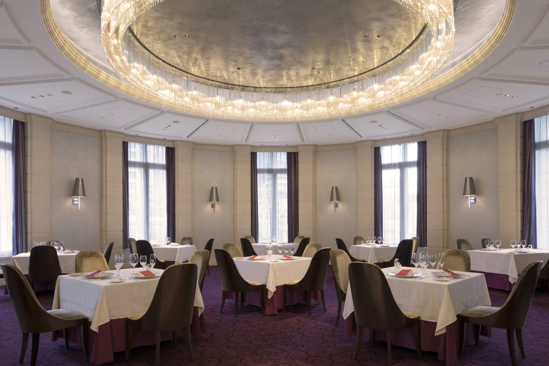 a room with tables and chairs