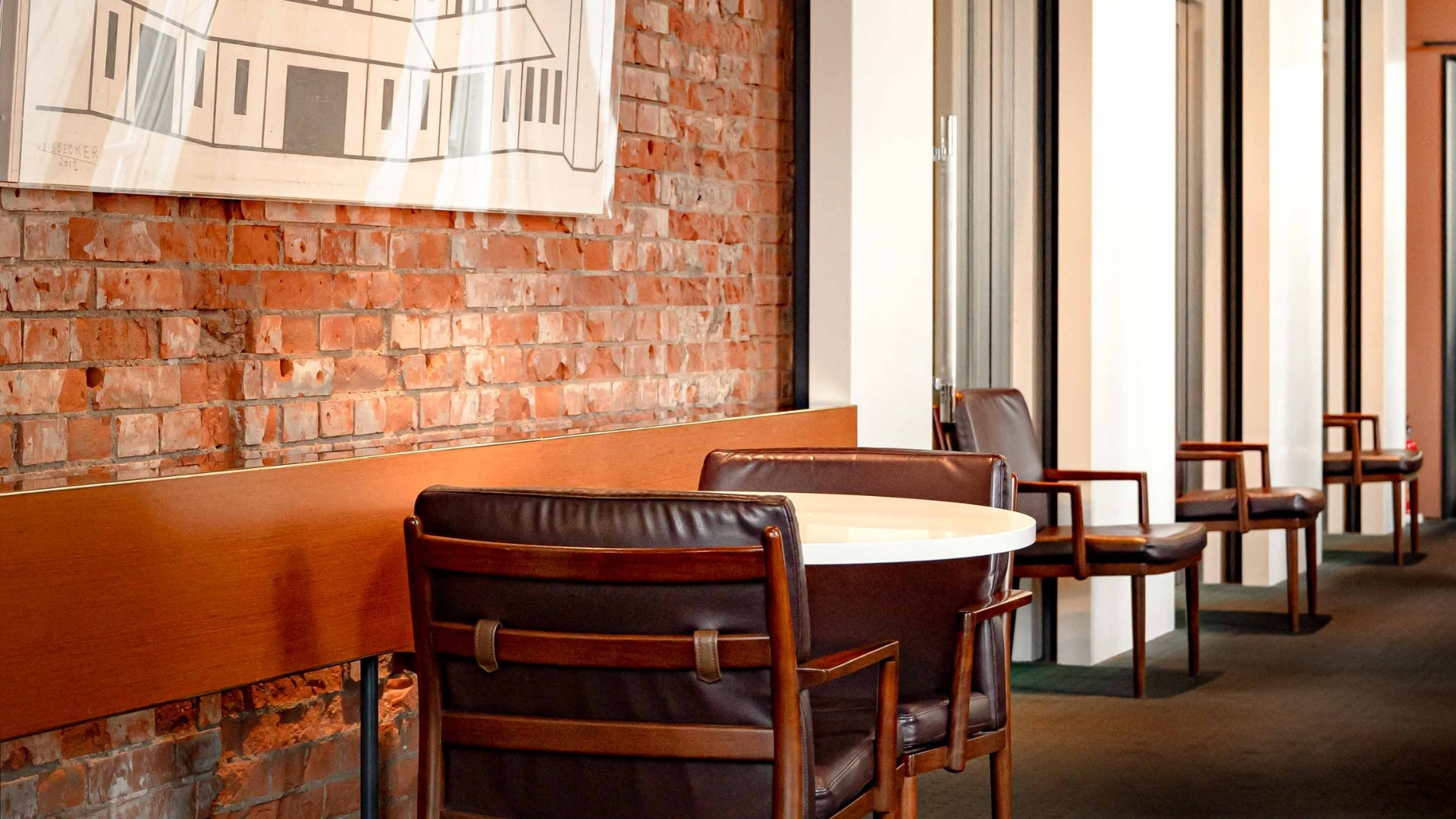a table and chairs in a room