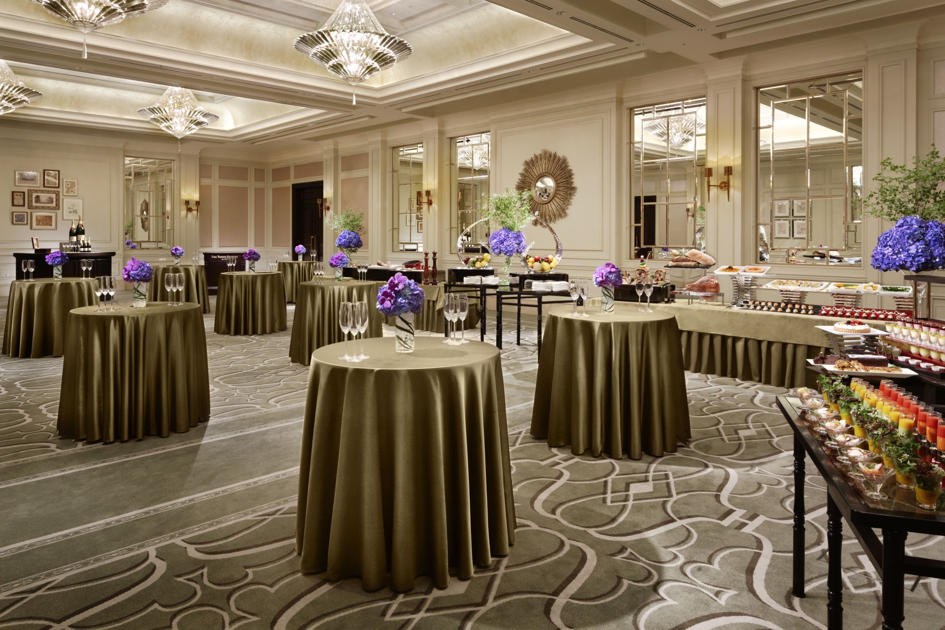 a room with tables and chairs