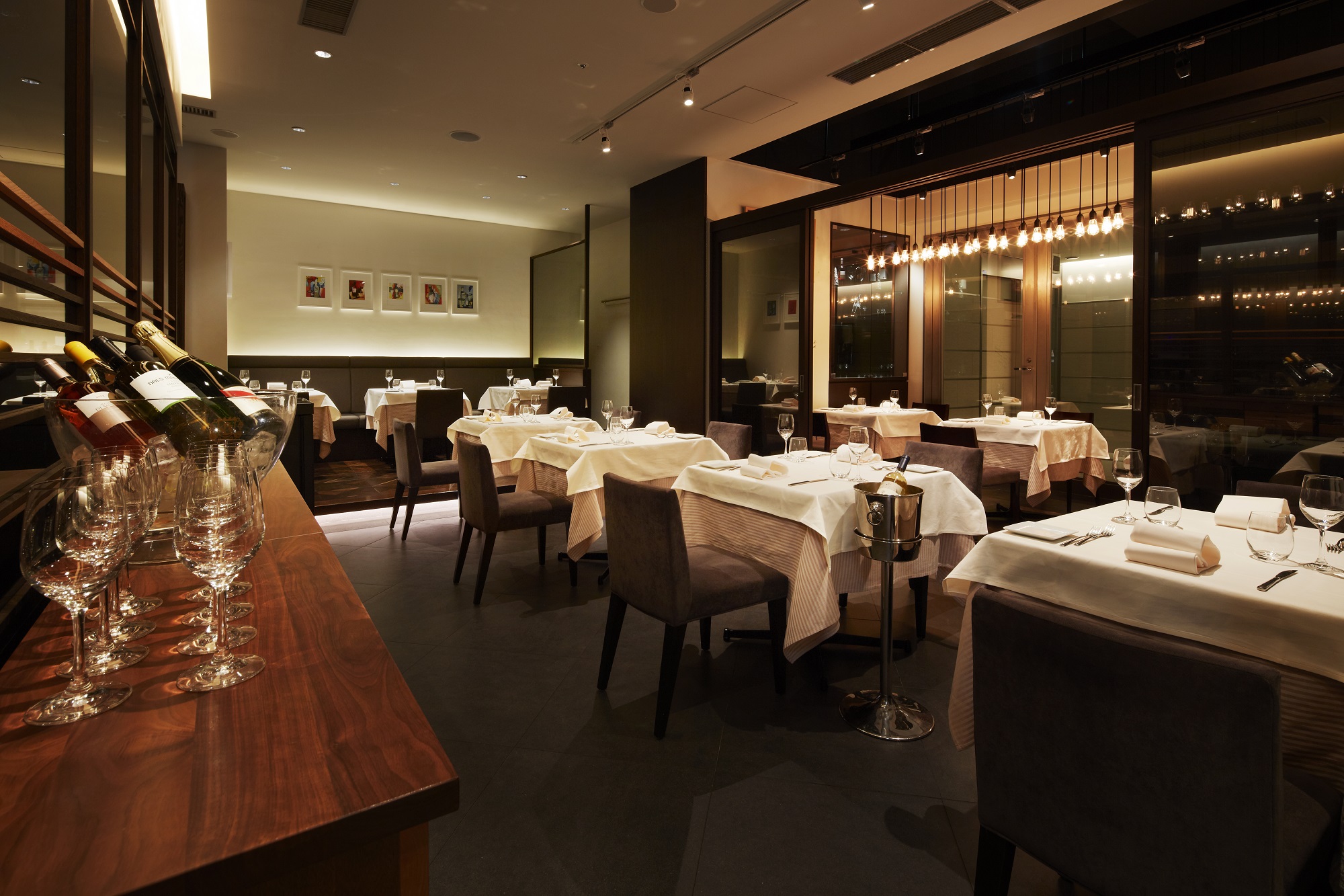 a restaurant with tables and chairs