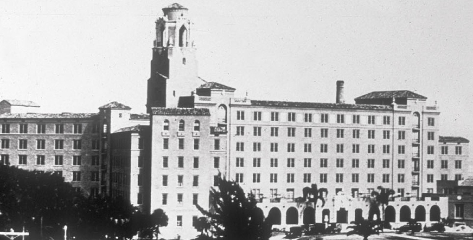 a large building with a tower