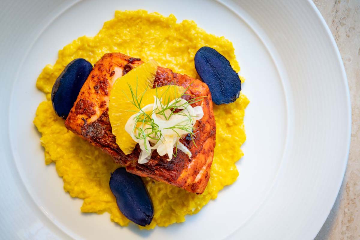 a plate of food on a white plate