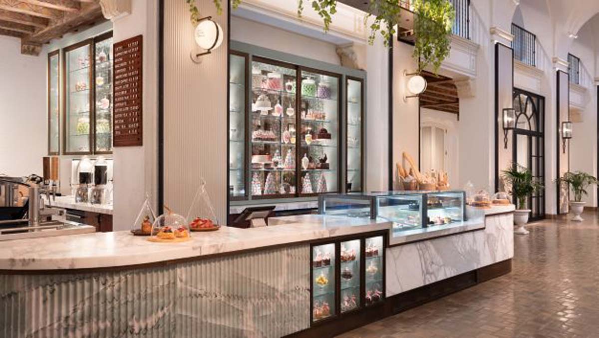 a counter with food on it