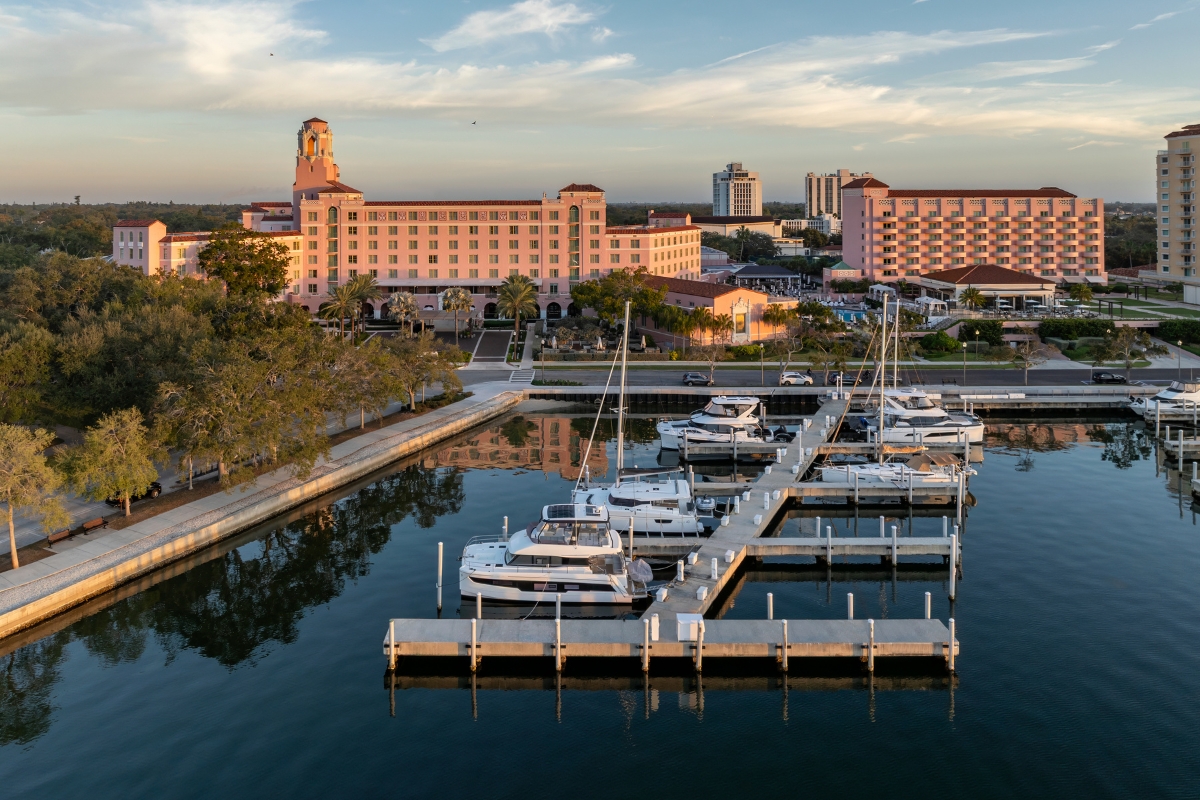 a marina with boats in it