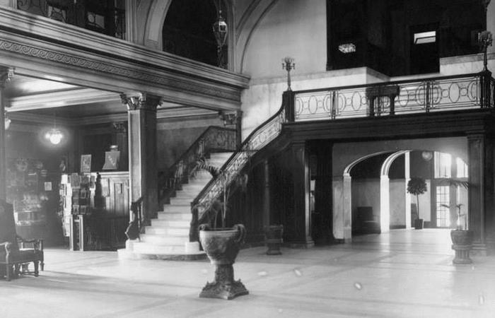 a staircase in a building