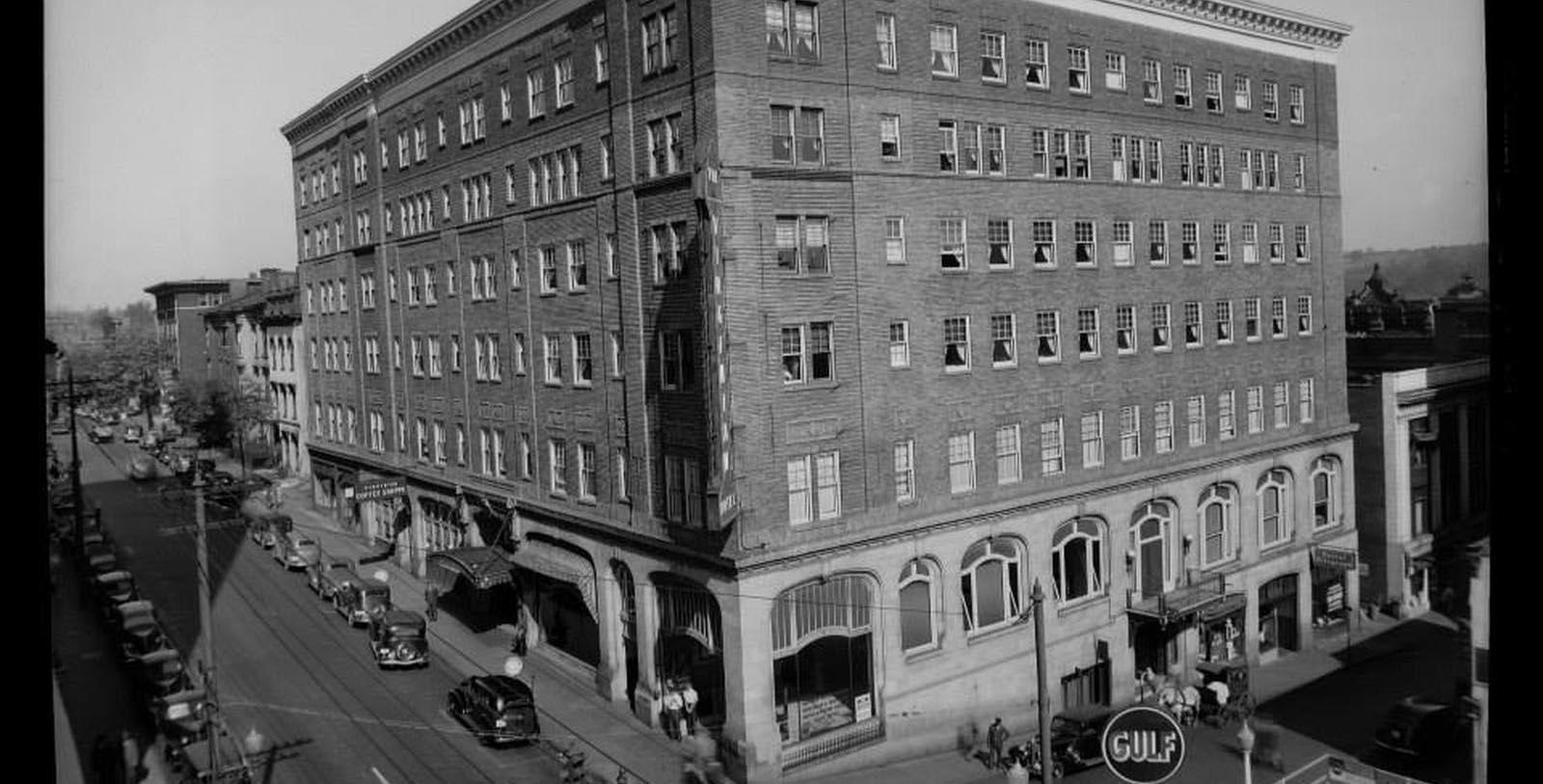 a large brick building with many windows