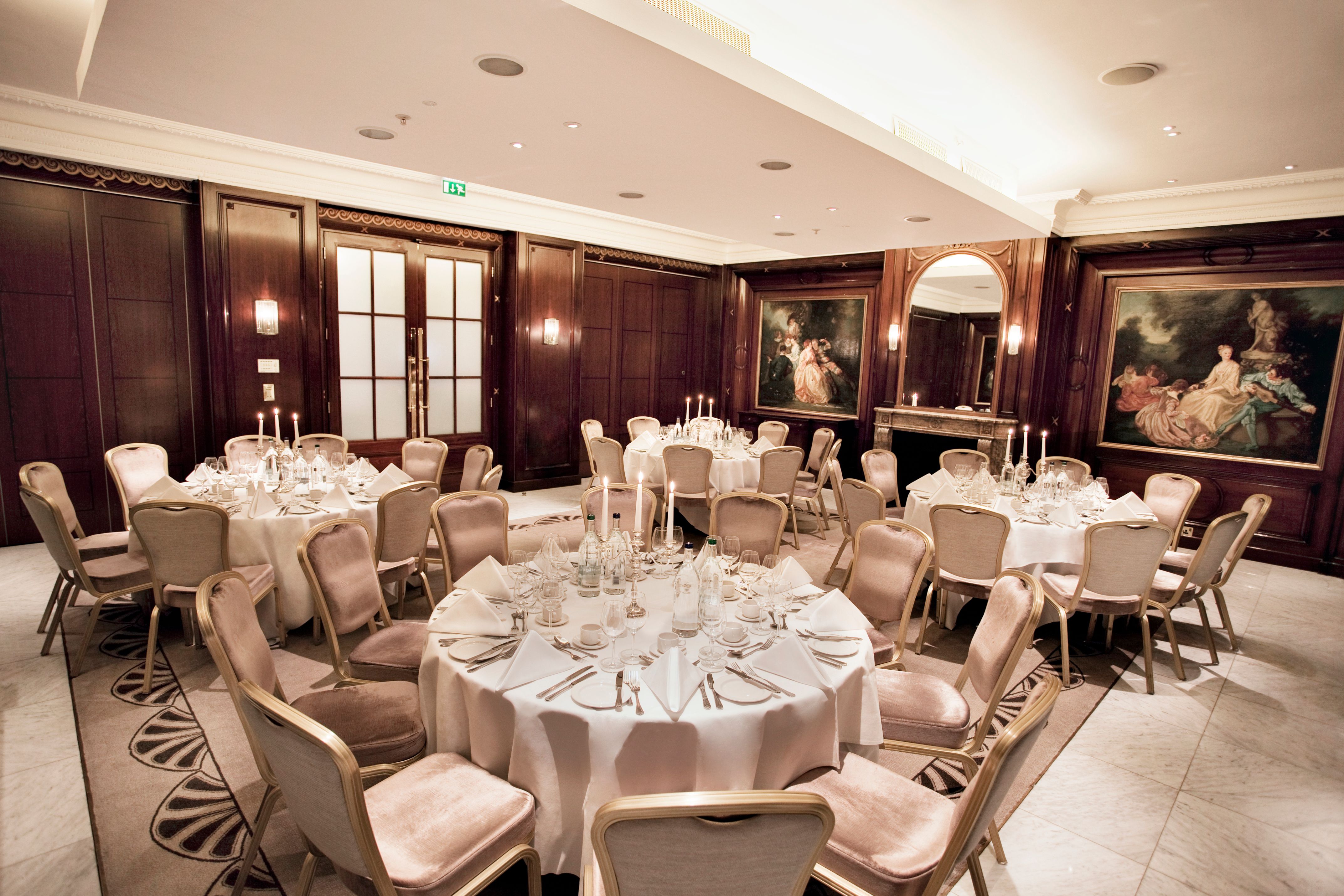 a room with tables and chairs